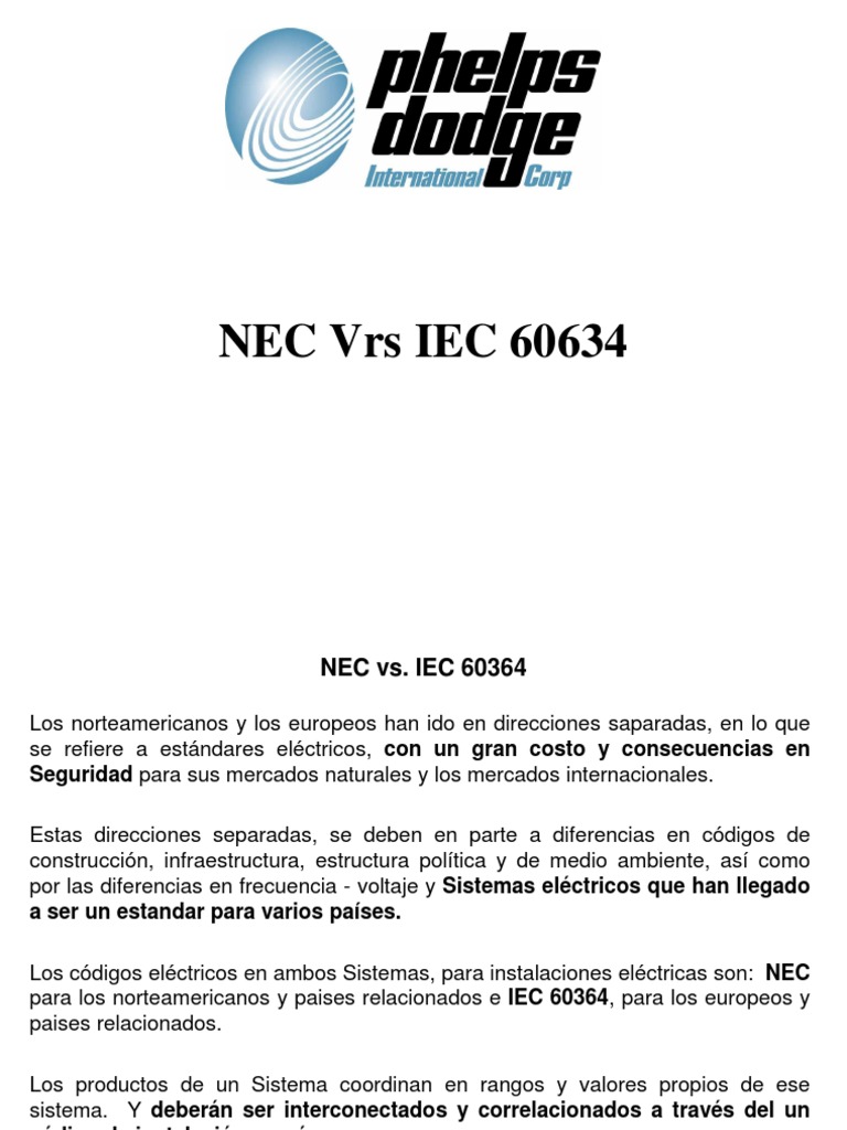 NEC vs. IEC | PDF | Comisión Electrotécnica Internacional | Mercado ...