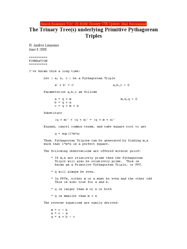 The Trinary Tree(s) underlying Primitive Pythagorean Triples