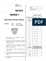 Mathematics Paper 1: Question-Answer Book