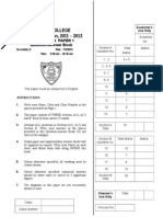 Queen'S College MOCK Examination, 2011 - 2012: Mathematics Paper 1 Question-Answer Book