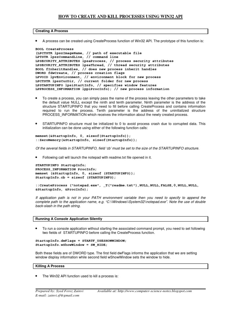 Process Control Using Win32 API | PDF | Command Line Interface ...