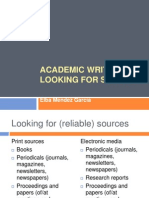 Academic Writing: Looking For Sources: Elba Méndez García