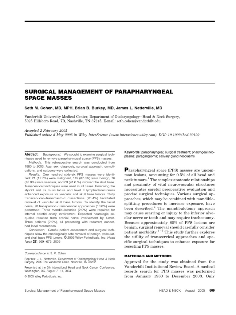 Surgical Techniques for PPS Masses | PDF | Surgery | Common Carotid Artery
