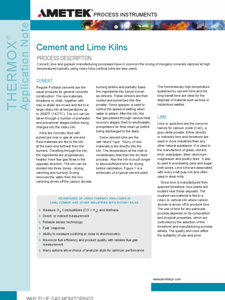Cement and Lime Kilns Process Description PDF Combustion Natural Gas