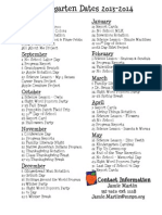 Kindergarten Dates 2013 PDF