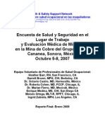 Encuesta de Salud y Seguridad en El Lugar de Trabajo y Evaluacion Medica en Minera de Cananea