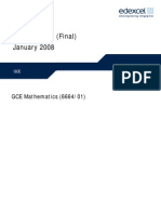 Edexcel GCE Core 2 Mathematics C2 Advanced Subsidary Jan 2008 6664 Mark Scheme