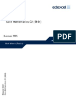 Edexcel GCE Core 2 Mathematics C2 advanced subsidary jun 2005 6664 mark scheme