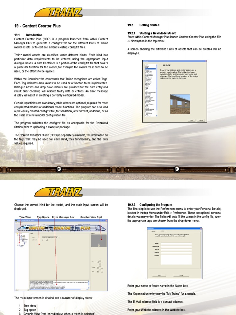 Trainz Content Creator Plus Guide | PDF | Menu (Computing) | Text File