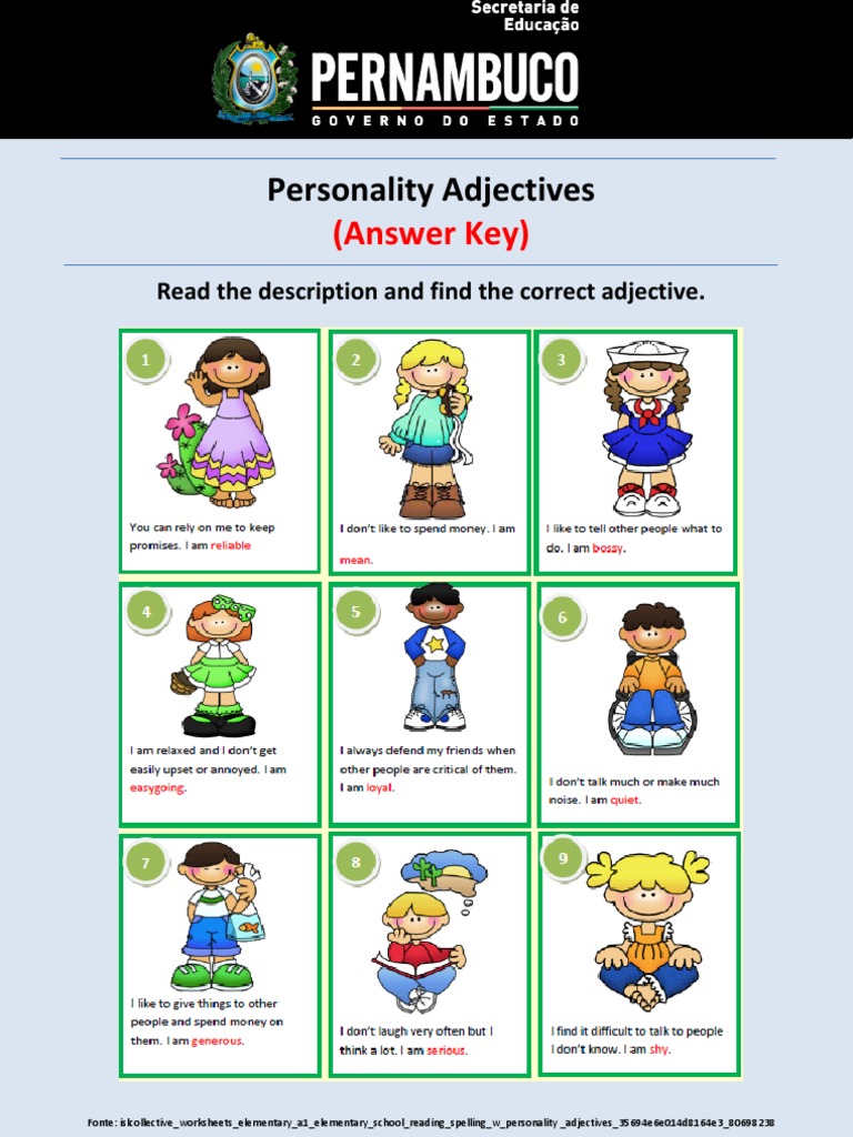 Answer Ky Personality Adjectives | PDF