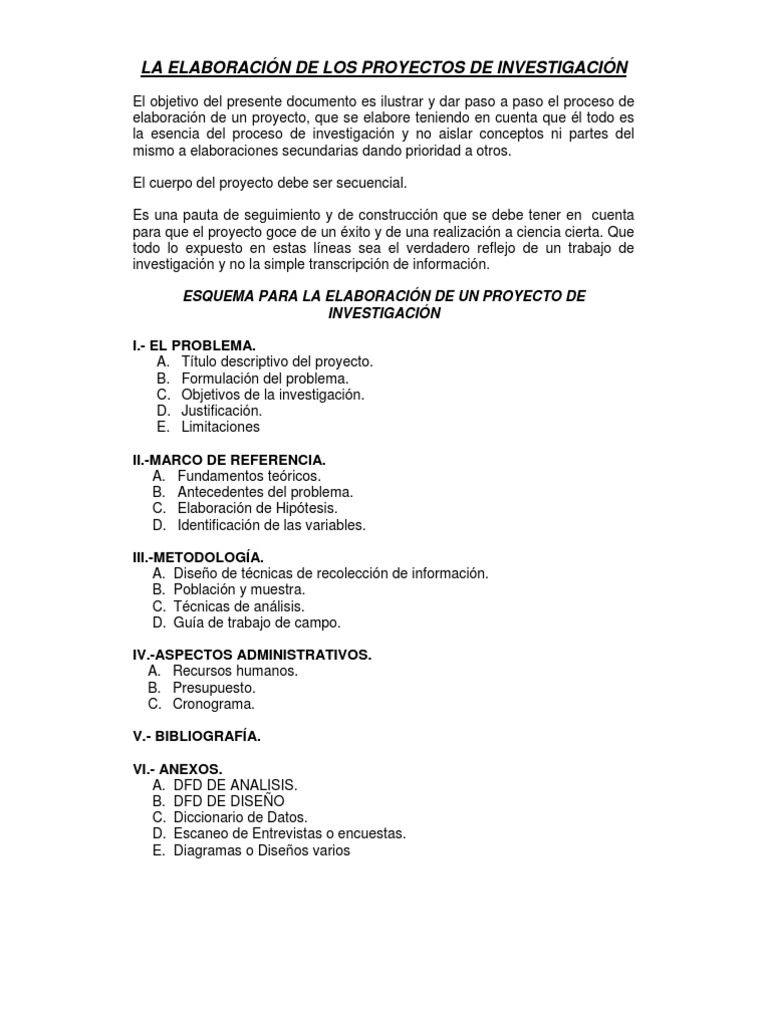 A1 - Esquema para La Elaboración de Un Proyecto de Investigación | PDF ...