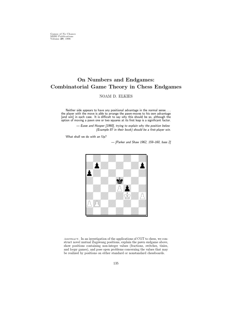 Chess - Ebook - Combinatorial Game Theory in Chess Endgames | PDF