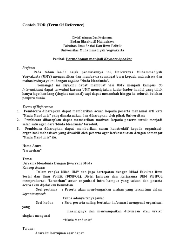 Contoh Term of Reference