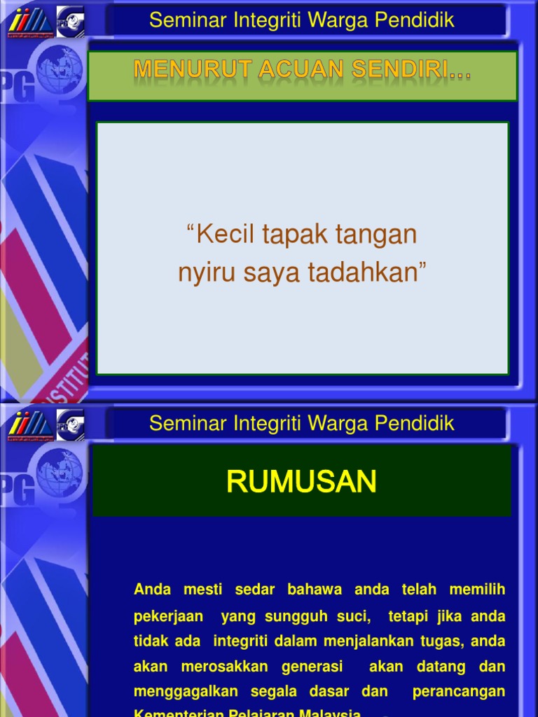 Integriti Dalam Pendidikan 1 Pdf