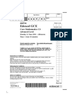 Edexcel GCE Core 3 Mathematics C3 6665/01 Advanced Subsidiary Jun 2006 Question Paper