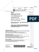 Edexcel GCE core 3 mathematics C3 6665/01 advanced subsidiary jun 2007 question paper