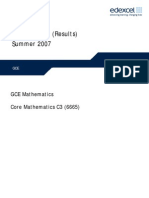 Edexcel GCE core 3 mathematics C3 6665 advanced subsidiary jun 2007 mark scheme