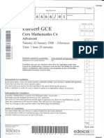 Edexcel GCE core mathematics C4 6666/01 advanced subsidiary jan 2008 question paper