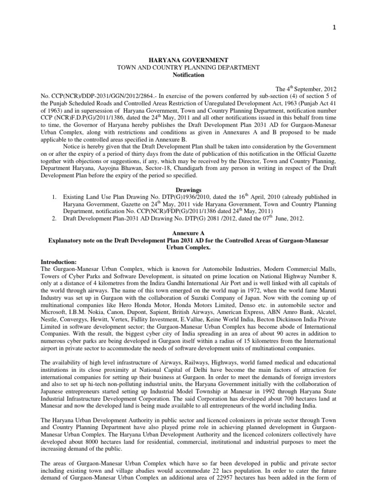 Gurgaon-Manesar Master Plan 2031 | PDF | Zoning | Delhi