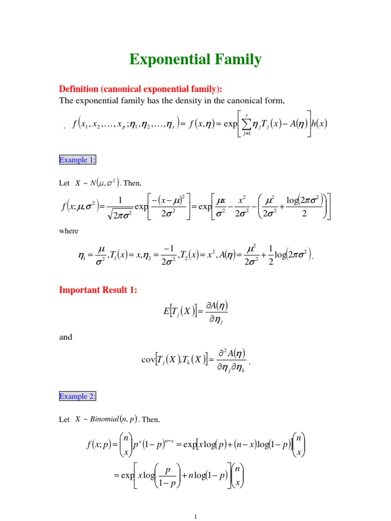 Exponential Family: X H A X T X F X X X F | PDF