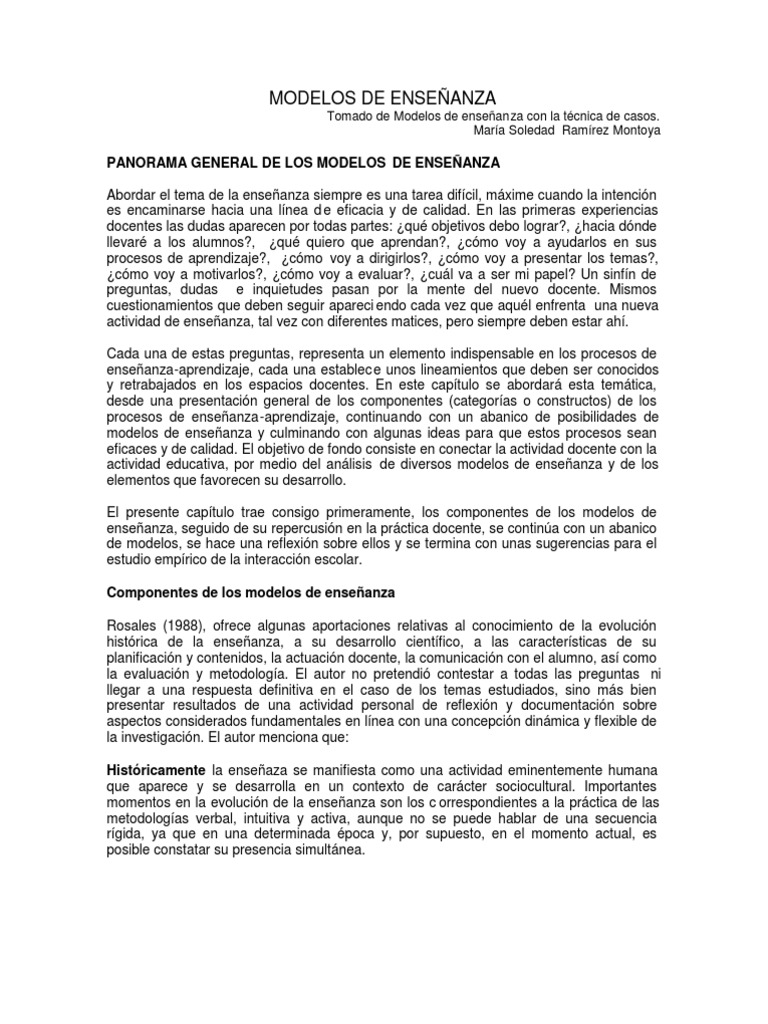 Modelos De Enseñanza Pdf : Los modelos de enseñan za y la práctica de ...