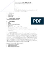 Sample Contents of a Completed Feasibility Study