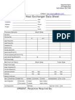 Heat Exchanger Data Sheet