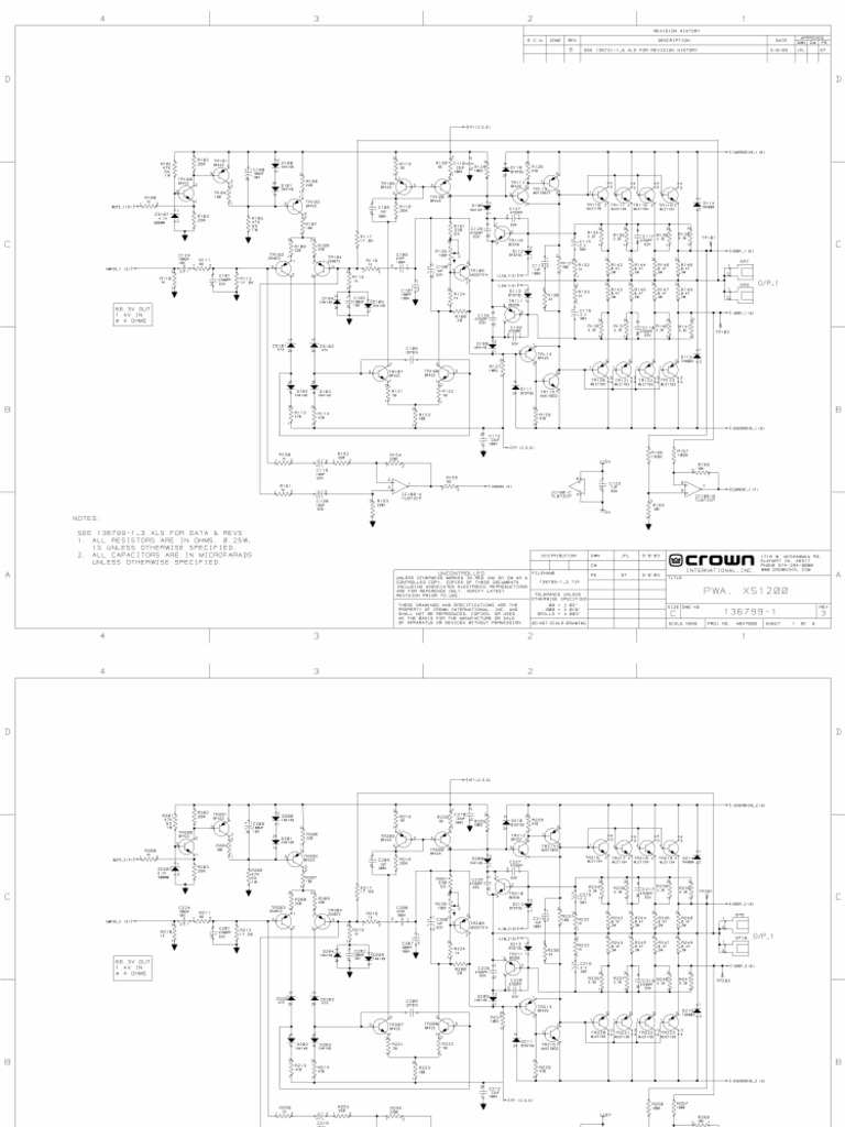 Amplifier Crown Xs1200 Schematics