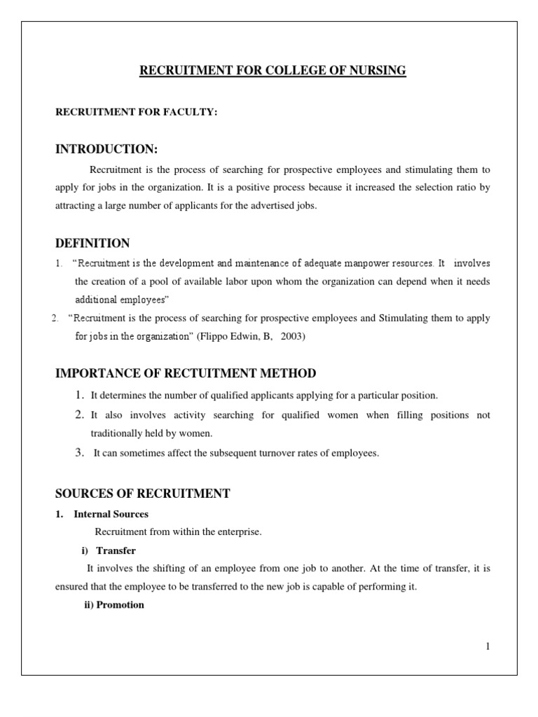 Recruitment For College of Nursing | PDF | Recruitment | Employment