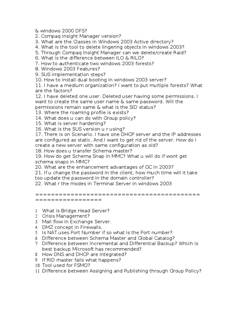 Windows Server 2003 & 2000 FAQs | PDF | Windows 2000 | Windows Server 2003