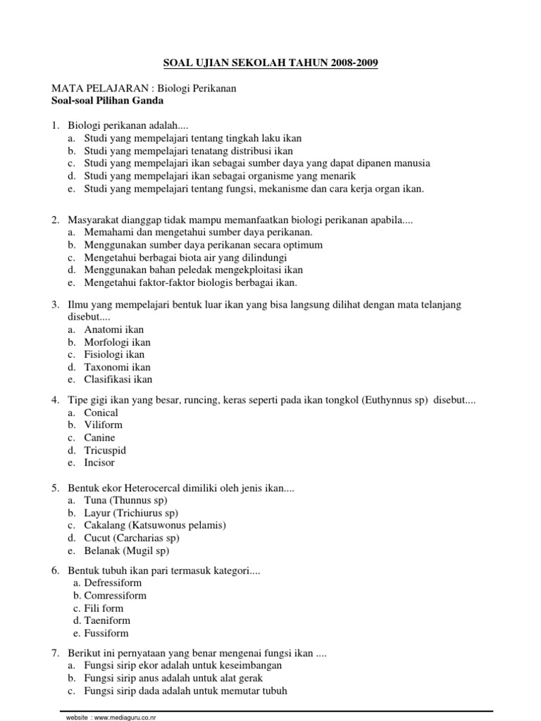 Soal Pilihan Ganda Agribisnis Ternak Unggas Dan Kunci