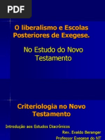 Exegese Do NT - Criteriologia - Status Quaestionis