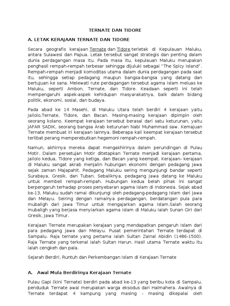 Kerajaan Ternate Dan Tidore