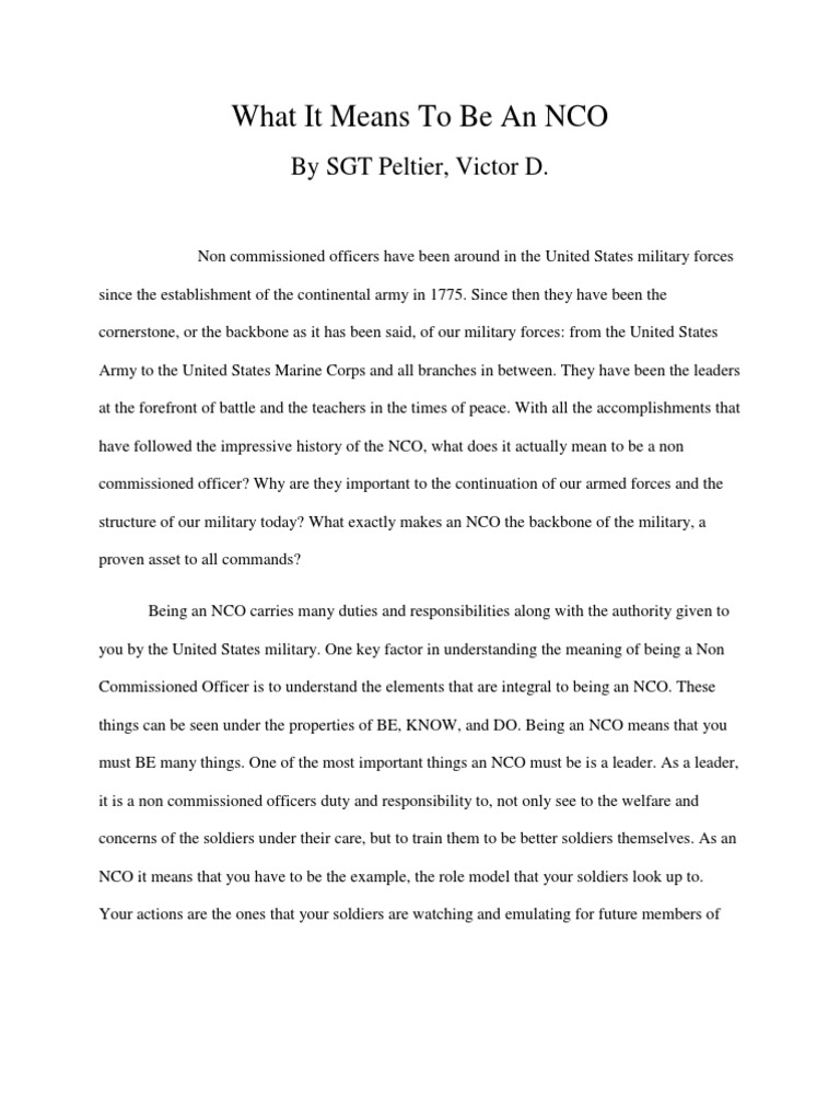 What It Means To Be An Nco Non Commissioned Officer Officer Armed Forces