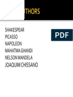 Shakespear Picasso Napoleon Mahatma Ghandi Nelson Mandela: Joaquim Chissano