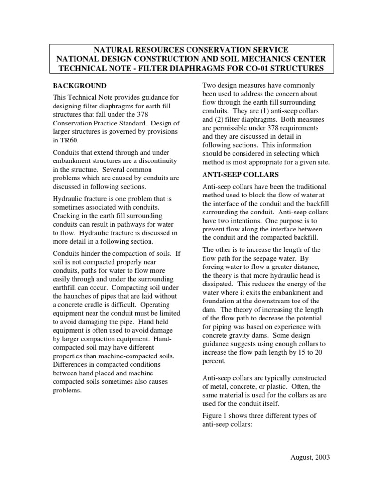 Filter Diaphragm Design for Earth Dams | PDF | Dam | Soil