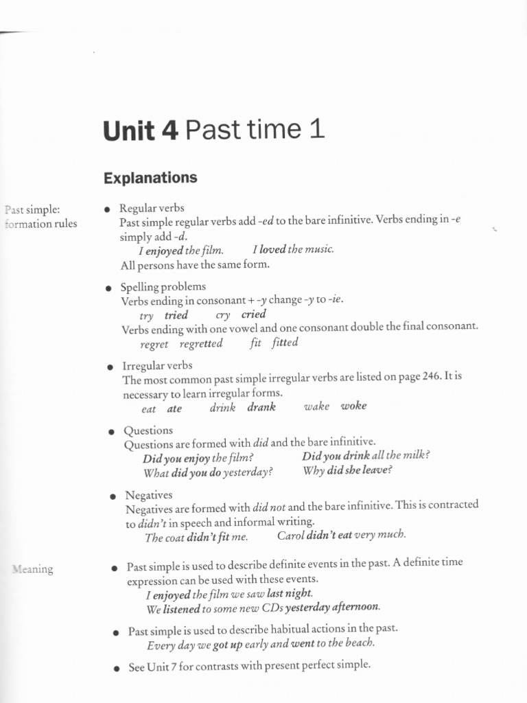 Engleza Unit 4 | PDF | Language Mechanics | Rules