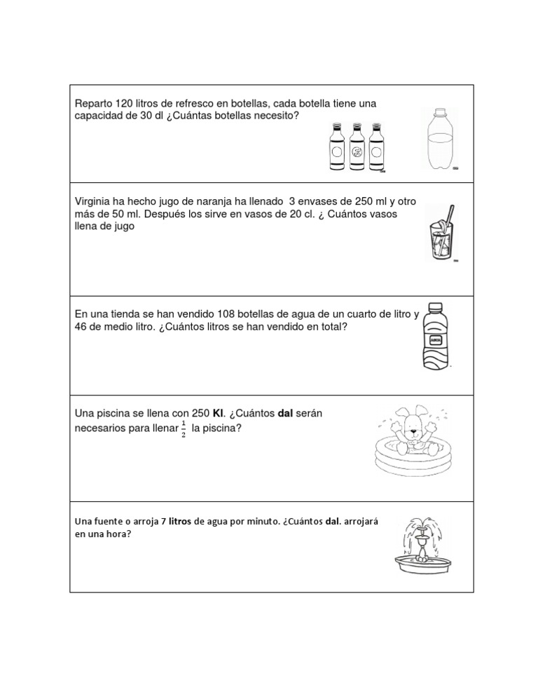 Problemas Medidas de Capacidad | PDF