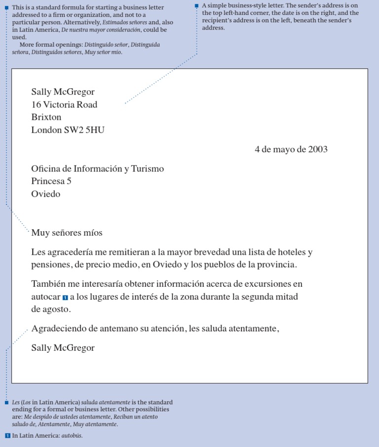 Formal Business Letter in Spanish | PDF | Travel