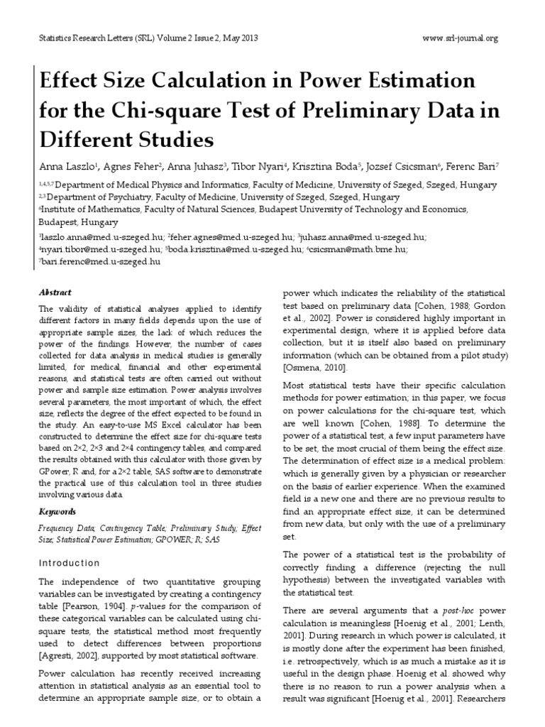 Chi-Square Effect Size Calculator Guide | PDF | Statistical Power ...