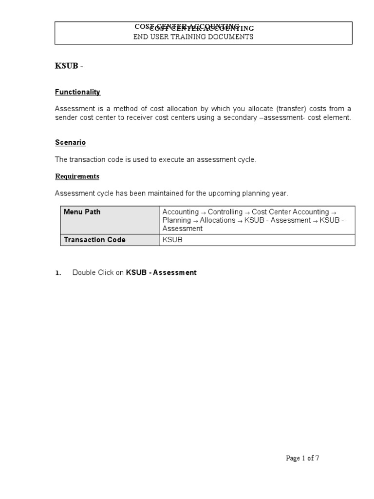 Ksub - : Cost Center Accounting Cost Center Accounting | PDF | Finance ...