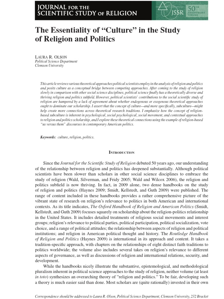 Culture's Role in Religion and Politics | PDF | Religious Studies ...