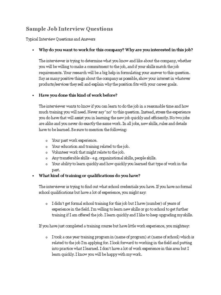 Sample Job Interview Questions | PDF | Job Interview | Linux