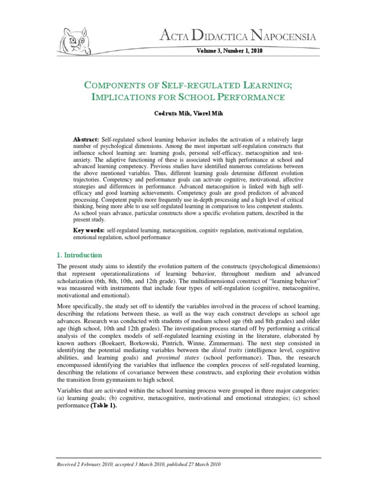 Article 3 1 5 | PDF | Self Efficacy | Metacognition