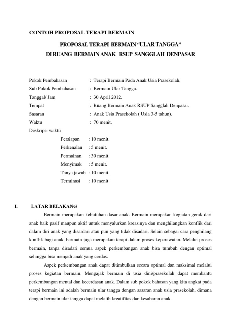 Contoh Proposal Terapi Bermain Docx