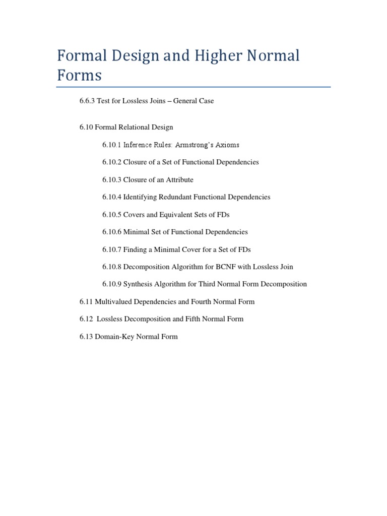 Formal Design and Higher Normal Forms | PDF | Data Management | Areas ...