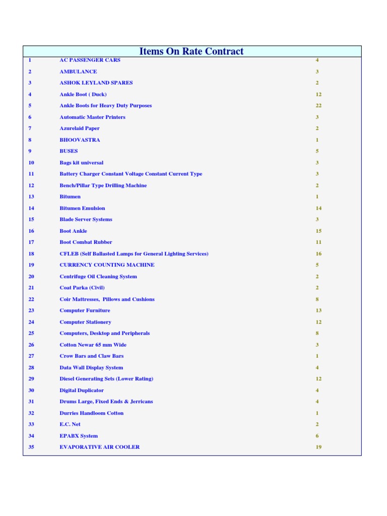 DGS&D Rate Contract for Vehicles | PDF