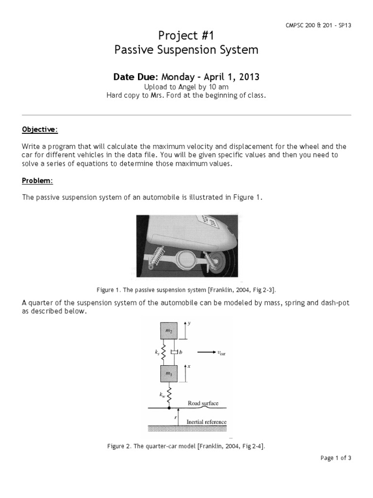 P2 Passive Suspension System Velocity Suspension (Vehicle)