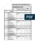 Equipment List: Particuler Capacity Head Qty. W S T Intake SR.N o