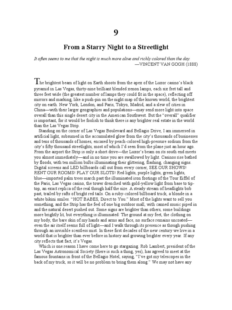 Excerpt "The End of Night" by Paul Bogard PDF Las Vegas Strip Street Light